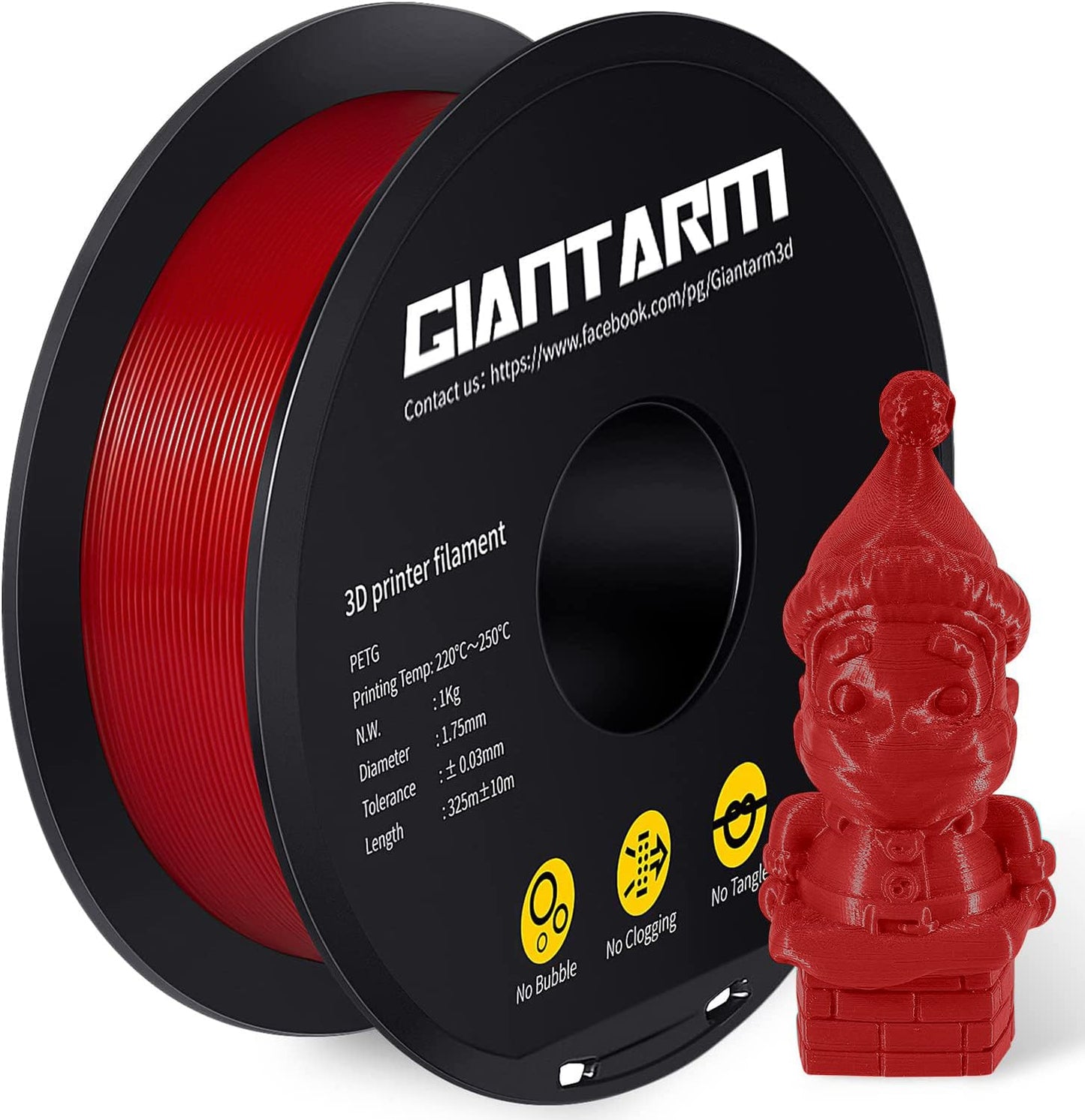 PETG Filament 1.75mm, GIANTARM Classic 3D Printer Filament 1kg Red - UC Worldlink