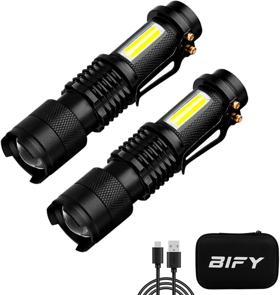 BIFY Tactical Flashlights Rechargeable 3 Modes Zoomable Waterproof COB Sidelight - UC Worldlink