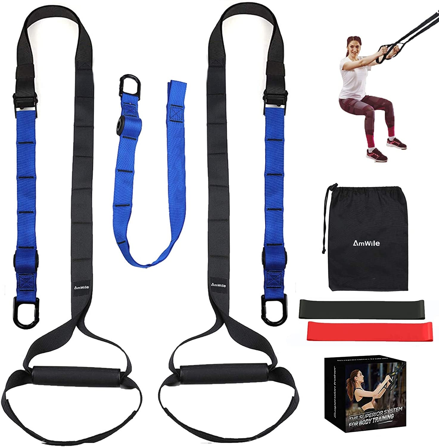 AmWile Suspension Trainer Kit,Professional System Training Kit Gym Fitness - UC Worldlink