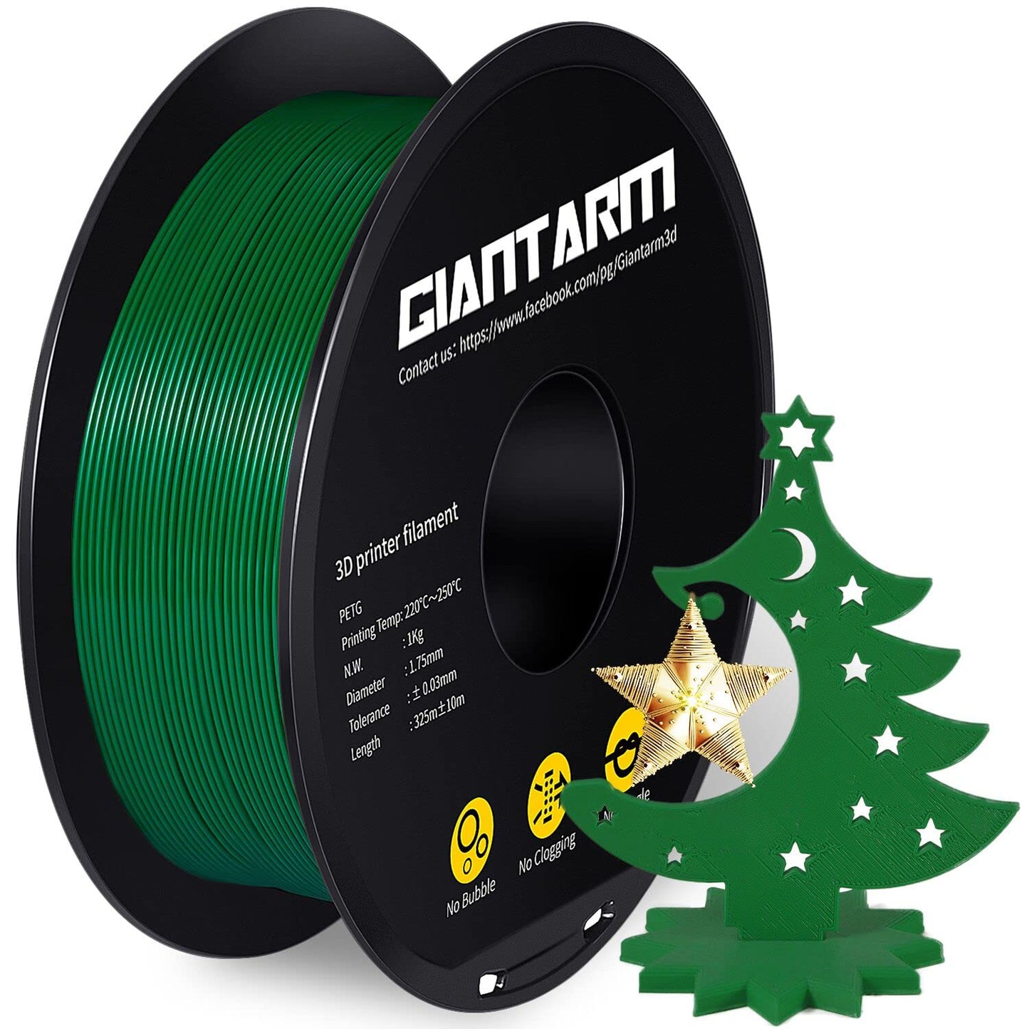 PETG Filament 1.75mm, GIANTARM Classic 3D Printer Filament 1kg Green UK STOCK - UC Worldlink