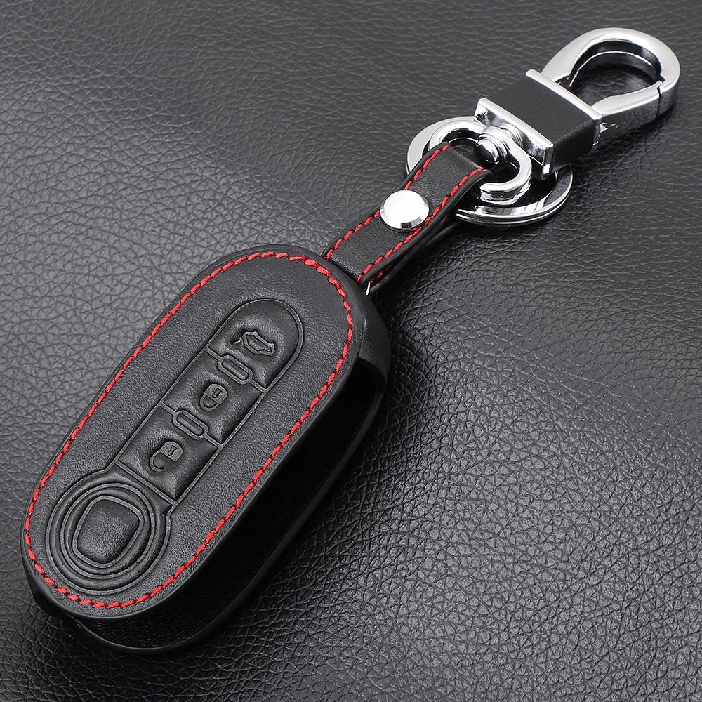 Leather Case Cover Holder For Fiat 500 500L Brava Panda Punto Remote Flip Key 3B - UC Worldlink