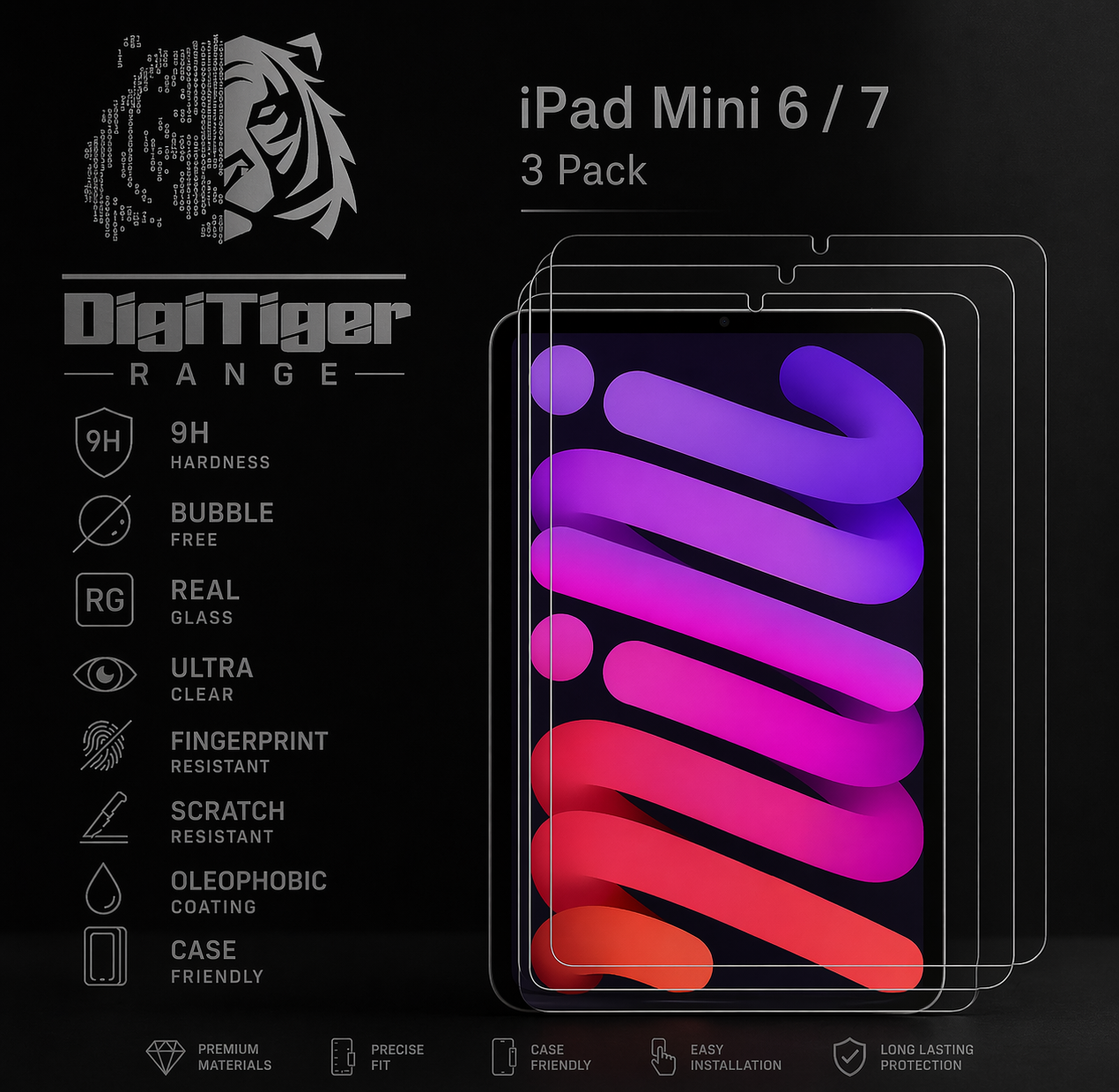 [3-PACK] Tempered Glass Screen Protector For iPad mini (A17 Pro) 8.3" 7th 6th Generation - UC Worldlink