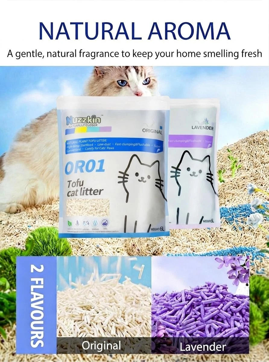 Nuzzkin Tofu Cat Litter 6L | Ultra Clumping, Low Dust & Biodegradable