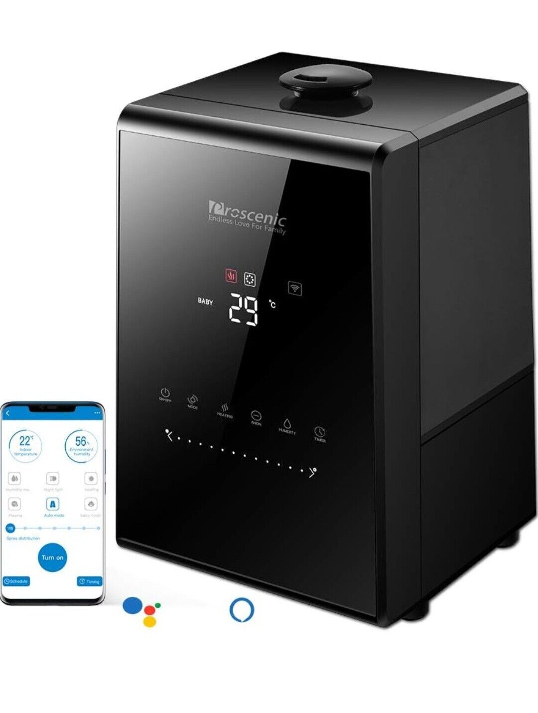 proscenic 808C Humidifier for Bedroom 5.3L, App and Alexa Control, 360° Warm. C1 - UC Worldlink