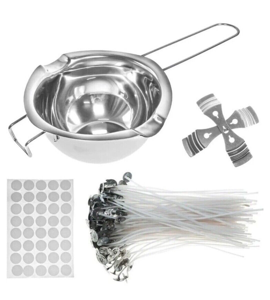 DIY Candle Making Kit with Double Spout Boiler Pot 120 Wicks Wick Holders - UC Worldlink