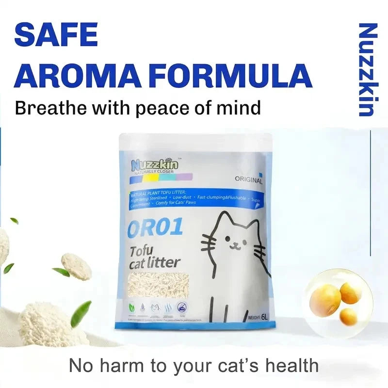 Nuzzkin Tofu Cat Litter 6L | Ultra Clumping, Low Dust & Biodegradable